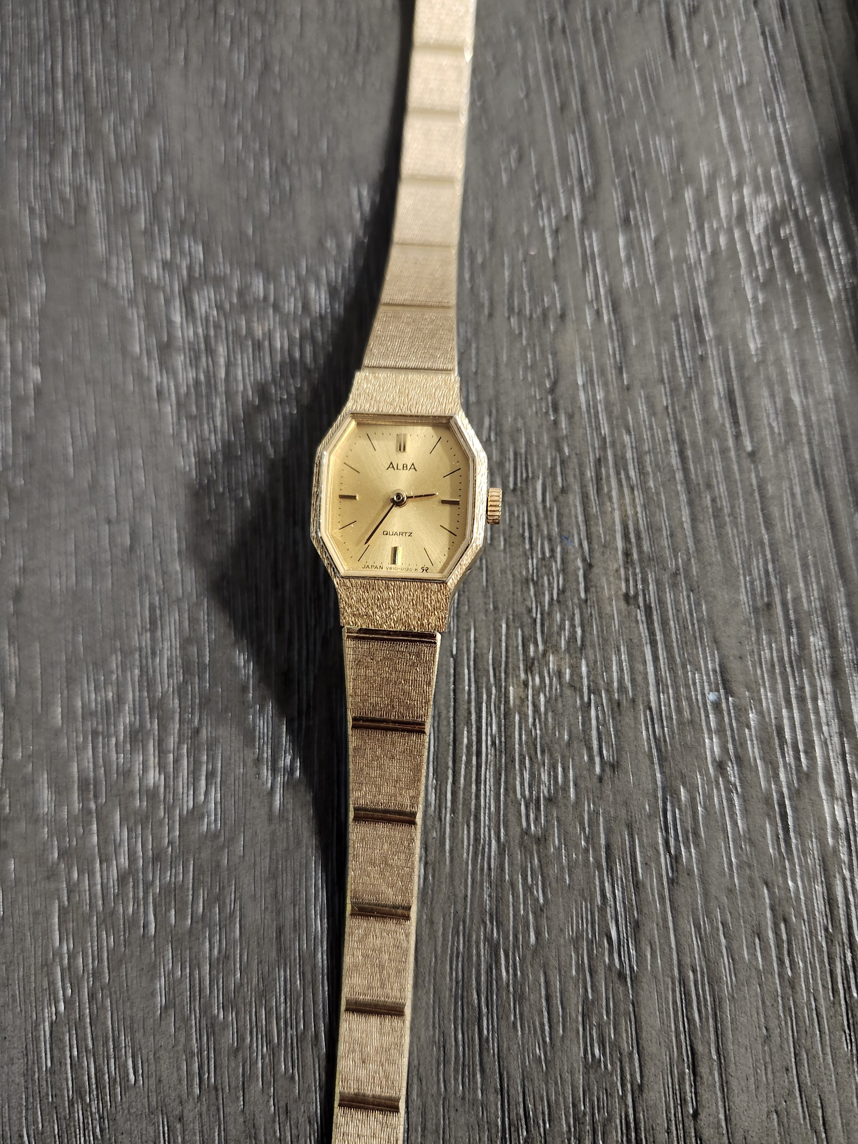Alba Ladies Gold Watch With Hexagonal Case